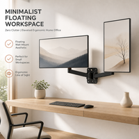 Support mural pour double moniteur avec bras articulé à ressort à gaz pour les espaces de travail financiers et de bureau