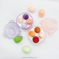 Ensemble de 4 éponges de maquillage pour le visage personnalisées, en polyuréthane non latex, douces, respectueuses de la peau, en forme d'œuf, lavables