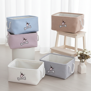 Panier de rangement pour enfants en tissu de coton doux et moderne, bac rectangulaire coloré pour organiser les jouets, les livres ou les peluches - Sûr et écologique - Product Image 1
