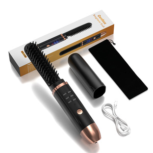 2-in-1 Cordless <strong>Mini</strong> Beard Flat Iron High Capacity 5000mAh LED Display <strong>Hair</strong> <strong>Straightener</strong> Comb for Beard <strong>Hair</strong> <strong>Straightener</strong> - Product Image 1