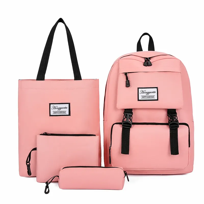 Conjunto de mochila escolar 4 pcs em 1 para meninas, design popular, bolsa para faculdade, 2022