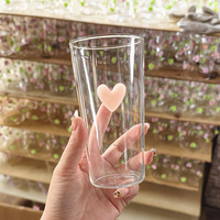 Tasse moderne en verre borosilicate résistant aux hautes températures, style Instagram, en forme de cœur, avec poignée, pour vin, lait et cola, design original
