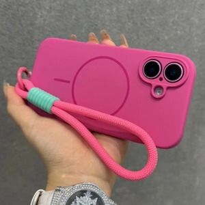 Coque de téléphone portable magnétique en silicone <span class=keywords><strong>pour</strong></span> <span class=keywords><strong>iPhone</strong></span> 15 Pro Max avec cordon, design uni, <span class=keywords><strong>anneau</strong></span> fin, protection intégrale - Product Image 2
