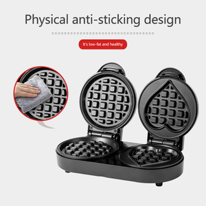 <b>Waffle</b> <b>Maker</b> 850 Double Electric Non-Stick Heart And Round Shape For Breakfast Baking - Product Image 3