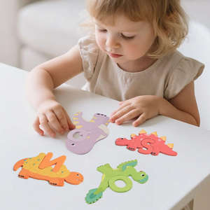 Lettre en bois colorée sur le thème des dinosaures appariement cartes mémoire Puzzle créatif jouets éducatifs pour les tout-petits - Product Image 3