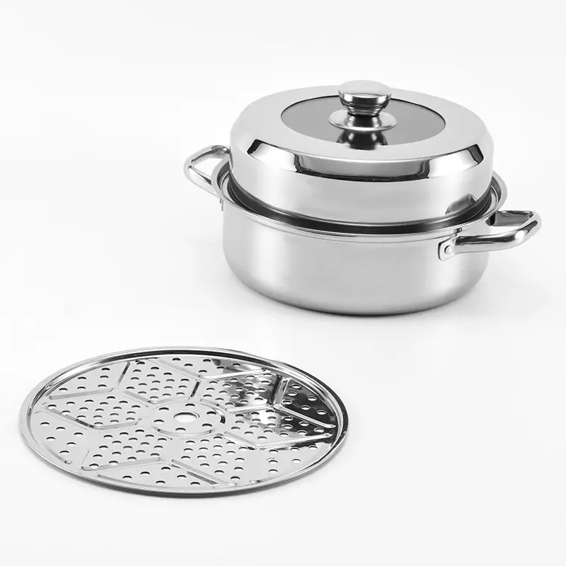 Vendita calda nuovo stile pentola in acciaio inox moderna cucina coreana uso cibo couscouscousier zuppa di vapore pentola di vetro