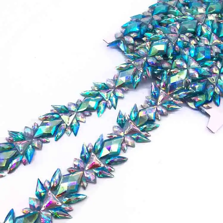 Hete Fix Hars Stenen Koord Trimmen Turquoise Ab Strass Trim Ijzer Op Mannelijk Carnavalskostuum