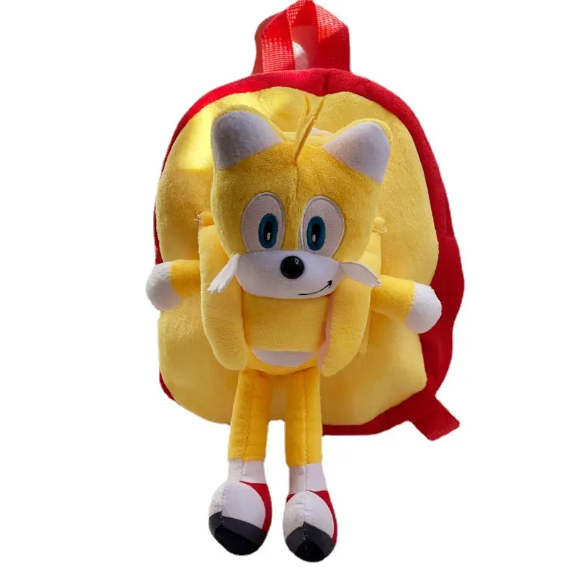 Hot Sale Super So-nic The Hedgehog Backpack Game Anime Children Plushie Travel Bag Cartoon Soft Plush Kids Schoolbag Toys