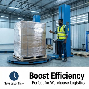 آلة تغليف البالتات الأوتوماتيكية ذات الذراع الدوار، آلة تغليف صناعية مدارية للمستودعات والخدمات اللوجستية لتثبيت الحمولة مع شهادة CE - Product Image 5