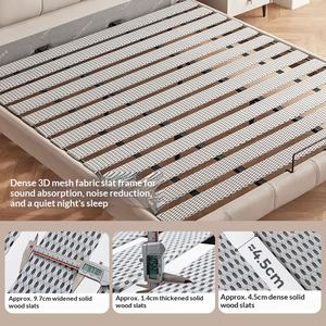 เตียงคู่นุ่มสบาย รุ่นใหม่ ดีไซน์ครีมวินด์ หนังแท้ โครงไม้ รุ่น BTLB017 สำหรับห้องนอนหรือโรงแรม - Product Image 5