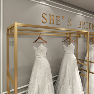 Porte-vêtements de haute qualité en acier inoxydable doré pour boutique de mariée, présentoir de robes de mariée en fer et acier inoxydable - Product Image 4