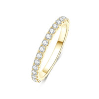 Bagues d'éternité en moissanite VVS1 couleur D taille brillant certifiées GRA 2 mm serties clos, pour femme, style promesse, empilables, tendance, en or 14K