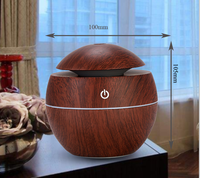 Humidificateur de brume électrique à lumière colorée USB, diffuseur d'arôme de voiture à Grain de bois
