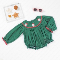 Bébé filles frère ou sœur correspondant tenues brodées de Noël enfants fille tricoté coton personnalisé Père Noël smocké ensembles de vêtements