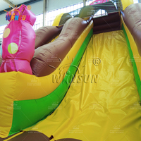 WINSUN Combo Château Gonflable et Toboggan Sec Thème Bonbons en PVC Écologique, Installation Facile, Garantie 2 Ans pour Enfants en Extérieur