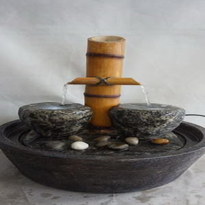 Décoration de jardin <span class=keywords><strong>japonaise</strong></span>, <span class=keywords><strong>fontaine</strong></span> d'eau en bambou avec pompe, bol en pierre, cascade de table - Product Image 1