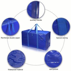Sacs de déménagement imperméables grande capacité en gros, sacs de rangement et de courses réutilisables en PP tissé personnalisés avec poignée - Product Image 1