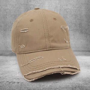 Distressed Baseball Cap Twill Unisex Soft Top Curved Brim Sun <b>Hat</b> Spring <b>Summer</b> 58-60cm - Product Image 2