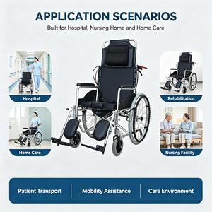 Silla de Ruedas Reclinable SYIV100 <span class=keywords><strong>XT</strong></span> L 001 con Marco de Aluminio, Reposacabezas Extraíble y Reposapiés Elevables para Cuidado del Paciente - Product Image 6