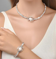 Usine directe espagnol argent perle collier mode léger luxe Bracelet élégant Simple boucles d'oreilles collier Bracelet ensemble