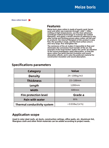 Panel <span class=keywords><strong>de</strong></span> Aislamiento <span class=keywords><strong>de</strong></span> Lana <span class=keywords><strong>de</strong></span> Vidrio Ignífugo A1 con Certificación CE <span class=keywords><strong>para</strong></span> <span class=keywords><strong>Techos</strong></span> <span class=keywords><strong>de</strong></span> Edificios Metálicos, 120 kg/m3, Panel Térmico Acústico <span class=keywords><strong>de</strong></span> 50 mm - Product Image 2