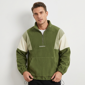 <b>Men's</b> Warm Fleece Quarter <b>Zip</b> Sweatshirt Color Block Relaxed Fit Casual Outdoor Pullover <b>Top</b> - Product Image 1