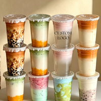 Gobelets à boba personnalisés en PLA/PP à paroi simple, écologiques, jetables, élégants et durables, de 16oz/20oz/24oz, pour bubble tea et smoothies