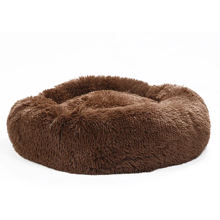 round plush cheap dog beds luxury pet bed for dog Pet nest cat deep sleep plush round kennel Teddy cat soft dog bed mat