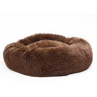Lit pour animaux de compagnie rond en peluche écologique imperméable pour chien et chat avec housse amovible Lit douillet de luxe pour un sommeil profond