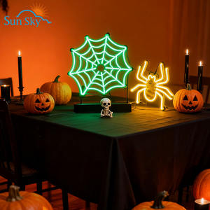 Venta caliente Feliz Halloween Spiderweb Neon Sign LED Light Wall Decor con diseño de tela de araña - Product Image 3