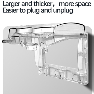 Прозрачная водонепроницаемая настенная розетка с двойной крышкой IP55 для наружного использования, 2 розетки переменного тока, поликарбонат - Product Image 4
