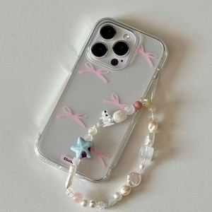 Étui pour iPhone 16 15 14 13 12 11 Pro Max X XR 7 8 Plus avec pendentif en forme de nœud coréen mignon, simple, transparent, antichoc, coque souple - Product Image 3