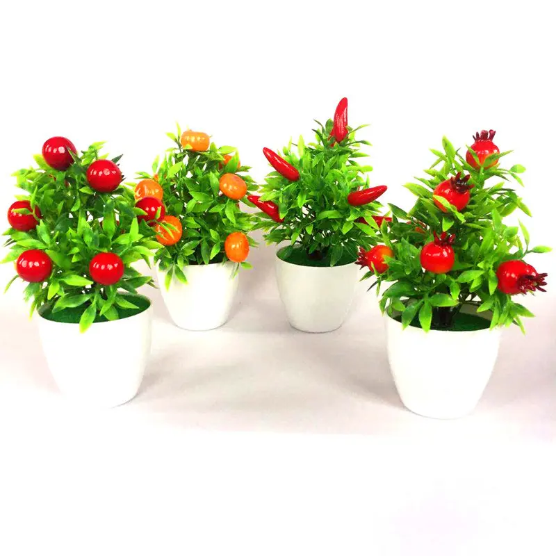 Hot selling simulation potted cheap simulation fruit small bonsai artificial fortune fruit tree small ornaments