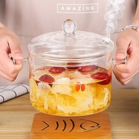 Marmite de cuisson en verre haute résistance à la chaleur avec couvercle, ensemble de marmites en verre borosilicate pour la maison et la cuisine