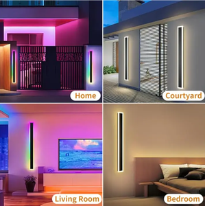 Perlengkapan Modern lampu dinding garis RGBCW RGB, lampu dinding <span class=keywords><strong>Strip</strong></span> tempat lilin dalam ruangan multiwarna Led panjang lampu dinding Linear - Product Image 6