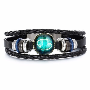 Braccialetti Economici all'Ingrosso con Charm dei 12 Segni Zodiacali in Pelle Intrecciata per Uomo e Donna - Product Image 2