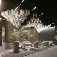 Luxe Diamant Nuage Personnalisé Lustre Grand Cristal Verre Tige Pendentif Lumière Lobby Escalier Projet Éclairage Usine Directe