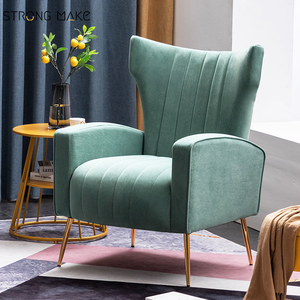 Designer Lounge <strong>Chair</strong> Modern Leisure Hotel Poltronas Velvet Fabric Living Room Furniture Sofa Relaxing <strong>Single</strong> <strong>Arm</strong> <strong>Chair</strong> - Product Image 3