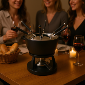 Ensemble de fondue MSER 10 pièces avec support en acier inoxydable et 6 fourchettes pour les fêtes - Product Image 3
