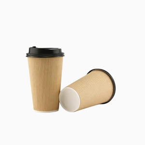 <span class=keywords><strong>Acheter</strong></span> à bas prix gobelets en papier jetables à triple paroi et à double ondulation pour le café et les boissons chaudes avec couvercles - Product Image 1