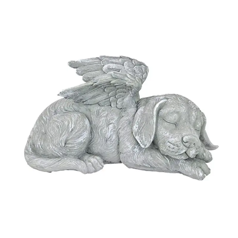 Tượng Nhựa Trang Trí Vườn Thú Cưng Tượng Cúng Mới 10 Inch Đá Polyresin Hoàn Thiện Thiết Kế Angel Dog Grave Marker