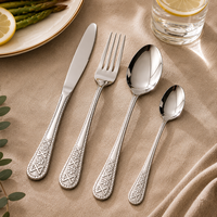 Ensemble cuillère et fourchette en acier inoxydable, motif tournesol, manche poli miroir, durable, réutilisable, compatible lave-vaisselle, pour mariage, vente en gros