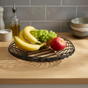 <b>Round</b> Metal Fruit <b>Basket</b> Iron <b>Storage</b> Container Durable Simple Design Kitchen Use Single Tier Welded Construction - Product Image 2