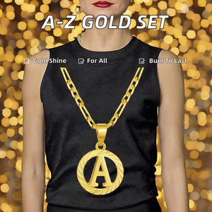 Set di Gioielli Topazio 2025 con Collana e Orecchini con Iniziali A-Z per Uomo e Donna, Placcato <span class=keywords><strong>Oro</strong></span> 18K in Acciaio Inossidabile con Catena Figaro - Product Image 5