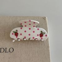 Pince à cheveux élégante en acétate à pois, fleurs et fraises pour femme – Accessoire capillaire quotidien