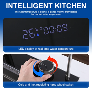 Lavello da <span class=keywords><strong>Cucina</strong></span> Multifunzionale con Display Digitale LED, Resistente ai Graffi, Effetto Cascata, con Lavabicchieri e Dispenser di Sapone - Product Image 6