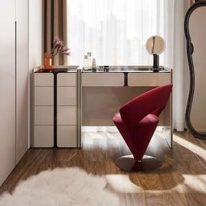 Modern Luxury Wood <b>Dressing</b> <b>Table</b> <b>with</b> Lighted <b>Mirror</b> Adjustable Features Bedroom Storage Organizer <b>Drawers</b> for Apartment Use - Product Image 2