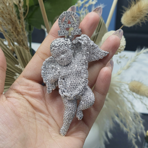Colgante de Ángel con Alas, Chapado en Rodio sobre Plata 925, con Moissanita, Joyería de Lujo Estilo Hiphop, Unisex, para Regalo - Product Image 1
