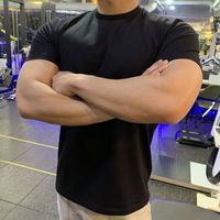 T-Shirt Muscle Homme en Coton Uni, Séchage Rapide, Sport, Gym, Fitness, Course – Qualité Supérieure, Vente en Gros, Design Neutre