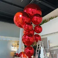 Boule miroir gonflable rouge géante, sphère réfléchissante brillante en PVC, ballons disco pour mariage, fête d'anniversaire, décoration de centre commercial